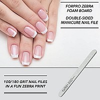 Forpro Zebra Foam Board, 100/180 Grit, Double-Sided Manicure Nail File, 7 L X .75 W 50-Count