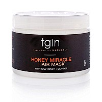 Tgin Honey Miracle Hair Mask Deep Conditioner With Raw Honey & Olive Oil For Natural Hair - Dry Hair - Curly Hair - 12 Oz