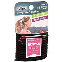 Scunci Black Gel Elastics, No Slip Grip, Strong Hold-Ponytailers, 14 Count (Pack of 1)