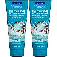 Freeman Anti-Stress Clay Facial Mask with Dead Sea Minerals, Balancing and Clearing Beauty Face Mask, 6 oz, 2 Pack