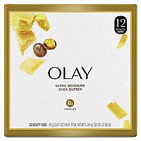 Olay Moisture Outlast Ultra Moisture Shea Butter Beauty Bar with Vitamin B3 Complex, 3.17 oz, (Pack of 12)