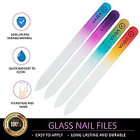 VAGA Glass Nail File with Case 4 Glass Nail Files For Natural Nails and Acrylic Nail filer, Nail Care Set of Crystal Files in Cheeky Colors, Fingernail File for Manicure, Nails Strengthener hardener