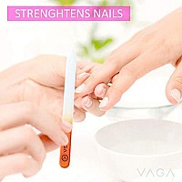 VAGA Glass Nail File with Case 4 Glass Nail Files For Natural Nails and Acrylic Nail filer, Nail Care Set of Crystal Files in Cheeky Colors, Fingernail File for Manicure, Nails Strengthener hardener