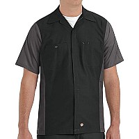 Red Kap Mens Standard Ripstop Crew Shirt, Short Sleeve, Black, Small