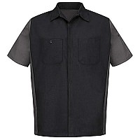 Red Kap Mens Standard Ripstop Crew Shirt, Short Sleeve, Black, Small