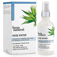 InstaNatural Rose Water Toner, Rose Water Spray for Face, Hair, and Body, Spray Toner and Pore Minimizing Primer With Rose Water and Naturally Derived Lactic Acid