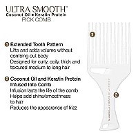 Cricket Coconut Oil Hair Pick Comb - Frizz-Free & Volume