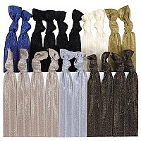 Neutral Tones Hair Ties No Crease Ponytail Holders (Available in Lots of Pack Quantities) - Ouchless Elastic Styling Accessories Pony Tail Holder Ribbon Bands - By Kenz Laurenz (50 Pack)