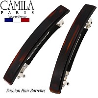 Camila Paris Ad1/2 French Hair Barrette Clip For Girls, Set Of 2 Rubberized Metal Clasp Strong Hold Grip Hair Clips For Women, No Slip Durable Styling Girls Hair Accessories, Made In France