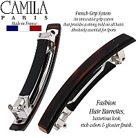 Camila Paris Ad1/2 French Hair Barrette Clip For Girls, Set Of 2 Rubberized Metal Clasp Strong Hold Grip Hair Clips For Women, No Slip Durable Styling Girls Hair Accessories, Made In France