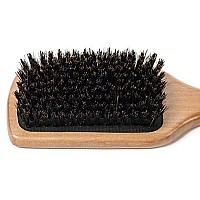 GranNaturals Boar Bristle Smoothing Hair Brush for Women and Men - Medium/Soft Bristles - Natural Wooden Large Flat Square Paddle Hairbrush for Fine, Thin, Straight, Long, or Short Hair