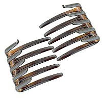 Parcelona French Crab Interlocking Shell Brown Medium 2 1/4 Celluloid No Slip Ponytail Updo Clips Flexible Sturdy Hold Hair Clips Side Comb for Women and Girls, Made in France