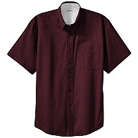 Joes Usa Mens Short Sleeve Wrinkle Resistant Shirts-Tall-4Xlt-Burgundylighstone