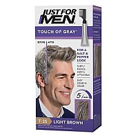 Just For Men Touch Of Gray, Gray Hair Coloring For Men With Comb Applicator, Great For A Salt And Pepper Look - Light Brown, T-25 (Packaging May Vary)