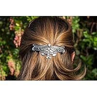 Art Nouveau Leaf Hair Clip, Large Hand Crafted Metal Barrette Made in the USA with an 80mm Clip by Oberon Design