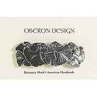 Ginkgo Hair Clip, Hand Crafted Metal Barrette Made in the USA with a Medium 70mm Clip by Oberon Design