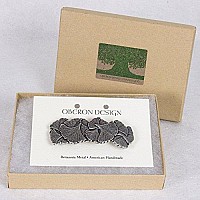 Ginkgo Hair Clip, Hand Crafted Metal Barrette Made in the USA with a Medium 70mm Clip by Oberon Design