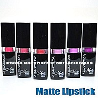 6 Kleancolor Madly Matte Lipstick Set Bold Vivid Purple Pink Red Lip Stick + Free Earring By Kleancolor