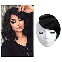 SARLA Jet Black Clip in Side Bangs Straight Synthetic Hair Extension One Piece for Women