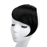 SARLA Jet Black Clip in Side Bangs Straight Synthetic Hair Extension One Piece for Women