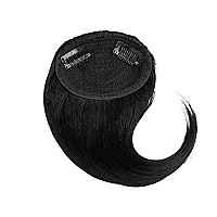 SARLA Jet Black Clip in Side Bangs Straight Synthetic Hair Extension One Piece for Women