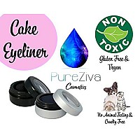 Pure Ziva Black Matte Cake Eyeliner & Eyeshadow, Water Activated Pressed Powder; Gluten & Cruelty Free