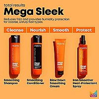 Matrix Total Results Mega Sleek Iron Smoother Defrizzing Leave-In Spray |Protects Against Heat Damage Leaving Hair Smooth & Frizz-Free | For All Hair Types | 8.5 Fl. Oz