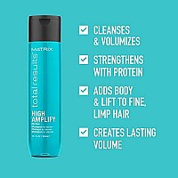 Matrix High Amplify Volumizing Shampoo | Instant Lift, Body, & Lasting Volume | Clarifiying | Silicone-Free with Proteins | For Fine & Limp Hair | 10.1 Fl. Oz