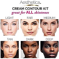 Aesthetica Cosmetics Cream Contour and Highlighting Makeup Kit - Contouring Foundation/Concealer Palette - Vegan & Cruelty Free - Step-by-Step Instructions Included