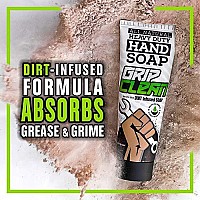 Grip Clean | Heavy Duty Hand Cleaner For Auto Mechanics & Industrial Work | Dirt-Infused Hand Soap Absorbs Grease/Oil, Stains, & More. All Natural, Moisturizing & Lime Scented (Squeeze Tube)