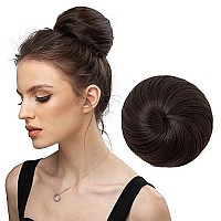 SARLA Dark Brown Hair Buns Extension Drawstring Updo Donut Chignon Straight Synthetic Fake Ballet Bun for Women Girls Lady