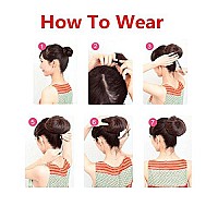 SARLA Dark Brown Hair Buns Extension Drawstring Updo Donut Chignon Straight Synthetic Fake Ballet Bun for Women Girls Lady