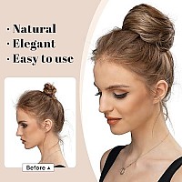 Sarla Ballet Bun Extensions Chestnut Brown Synthetic Drawstring Updo Hair Bun Hair Piece For Women Girls Lady Donut Chignon