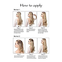 SARLA Hair Extensions Invisible Wire Dirty Blonde Highlight Wavy Curly Synthetic Hairpieces Balayage for Women Long 18 Inch Adjustable Headband No Clip