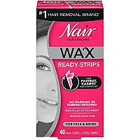 Nair Hair Remover Wax Ready-Strips for Face & Bikini, 40 CT