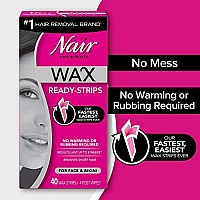 Nair Hair Remover Wax Ready-Strips for Face & Bikini, 40 CT