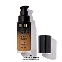 Milani Conceal + Perfect 2-in-1 Foundation + Concealer - Spiced Almond (1 Fl. Oz.) Cruelty-Free Liquid Foundation - Cover Under-Eye Circles, Blemishes & Skin Discoloration for a Flawless Complexion