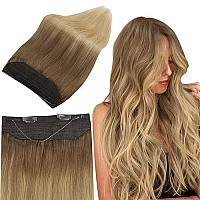 Full Shine Blonde Wire Hair Extensions Real Human Hair Golden Brown To Medium Blonde Natural Real Hair Extensions 80 Grams Fishing Line Human Hair Extensions Invisible Hairpiece For Women 12 Inch