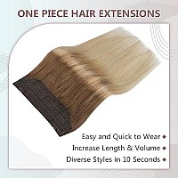 Full Shine Blonde Wire Hair Extensions Real Human Hair Golden Brown To Medium Blonde Natural Real Hair Extensions 80 Grams Fishing Line Human Hair Extensions Invisible Hairpiece For Women 12 Inch