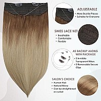 Full Shine Blonde Wire Hair Extensions Real Human Hair Golden Brown To Medium Blonde Natural Real Hair Extensions 80 Grams Fishing Line Human Hair Extensions Invisible Hairpiece For Women 12 Inch