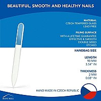 Mont Bleu Small Premium Glass Nail File - Genuine Czech Tempered Glass - Handmade In Czech Republic - Best Crystal Nail File For Natural Nails