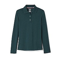 French Toast Girls Long Sleeve With Picot Collar (Standard Plus) School Uniform Polo Shirt, Hunter, 10 12 Us