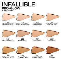 Loreal Paris Makeup Infallible Up To 24Hr Pro-Glow Foundation, 205 Natural Beige, 1 Fl; Oz.