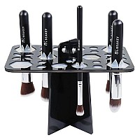 BEAKEY Makeup Brush Drying Rack, Collapsible Acrylic Makeup Brush Holder, Makeup Brush Dryer Stand with 28 Holes, for Storing and Drying Various Sizes and Types of Brushes - Black