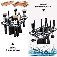 BEAKEY Makeup Brush Drying Rack, Collapsible Acrylic Makeup Brush Holder, Makeup Brush Dryer Stand with 28 Holes, for Storing and Drying Various Sizes and Types of Brushes - Black