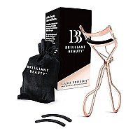 Brilliant Beauty Eyelash Curler with Satin Bag & Refill Pads - Award Winning - No Pinching, Just Dramatically Curled Eyelashes for a Lash Lift in Seconds (Rose Gold)