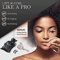 Brilliant Beauty Eyelash Curler with Satin Bag & Refill Pads - Award Winning - No Pinching, Just Dramatically Curled Eyelashes for a Lash Lift in Seconds (Rose Gold)