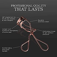 Brilliant Beauty Eyelash Curler with Satin Bag & Refill Pads - Award Winning - No Pinching, Just Dramatically Curled Eyelashes for a Lash Lift in Seconds (Rose Gold)