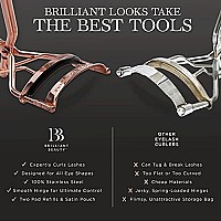 Brilliant Beauty Eyelash Curler with Satin Bag & Refill Pads - Award Winning - No Pinching, Just Dramatically Curled Eyelashes for a Lash Lift in Seconds (Rose Gold)