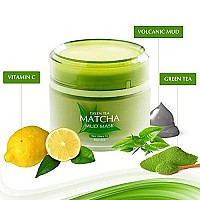 Green Tea Matcha Facial Mud Mask, Removes Blackheads, Reduces Wrinkles, Nourishing, Moisturizing, Improves Overall Complexion, Best Antioxidant, Younger Looking Skin, All Skin Face Types